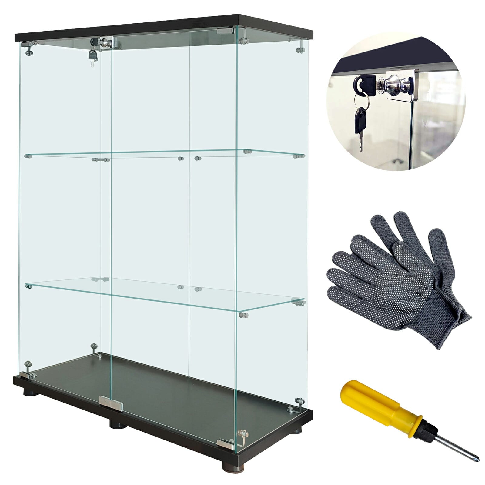 フィギュア ケース ガラスケース コレクションケース 棚 飾り棚 3段 両