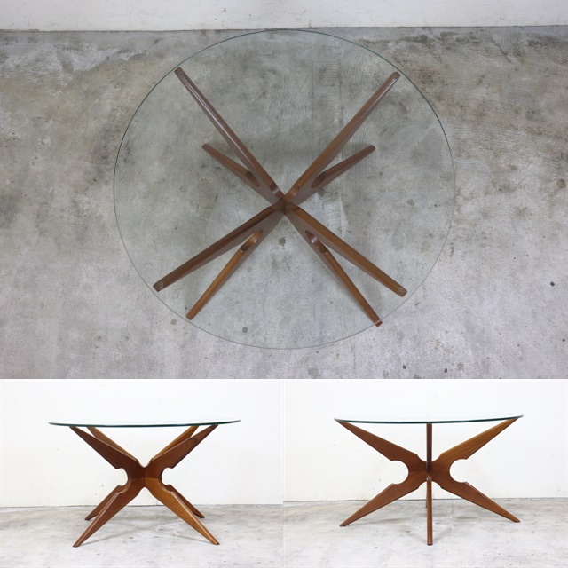 デンマーク ガラストップコーヒーテーブル 北欧 ヴィンテージ ち20-1