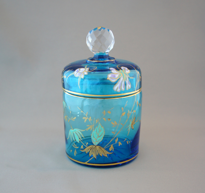 オールドバカラ「スミレ文様 蓋物」《アンティックかとう》