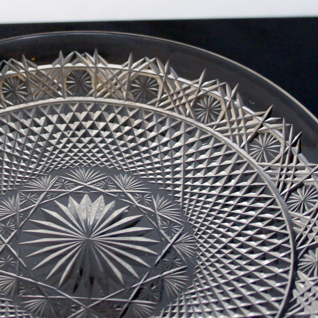 オールドバカラ「カット装飾 皿4枚セット 直径15.5cm」《アンティック