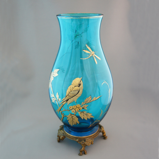 オールドバカラ「雀に蜻蛉文 花瓶」《アンティックかとう》