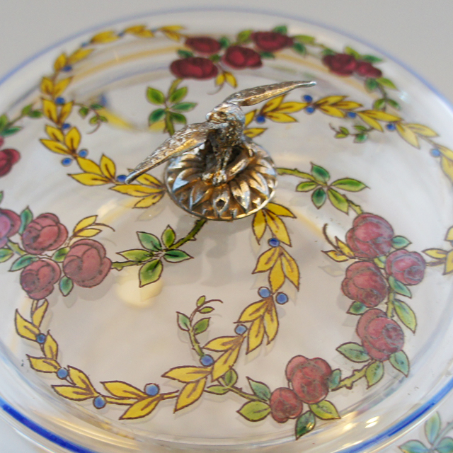 オールド・バカラ 美術館級 金彩エナメル薔薇文ブロンズオパーリン