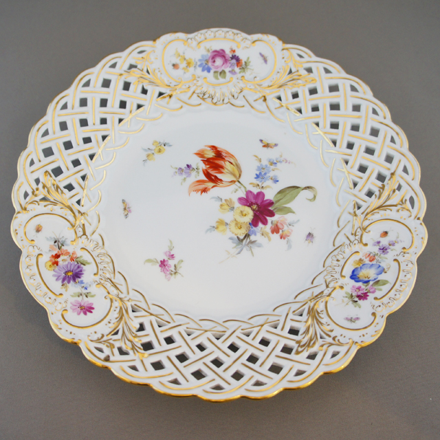 マイセン「花文様 透かし装飾絵皿6客組」《アンティックかとう》