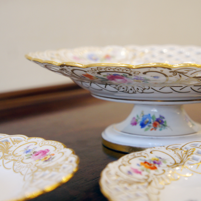 マイセン「花文様 透かし彫り コンポートセット」《アンティックかとう》