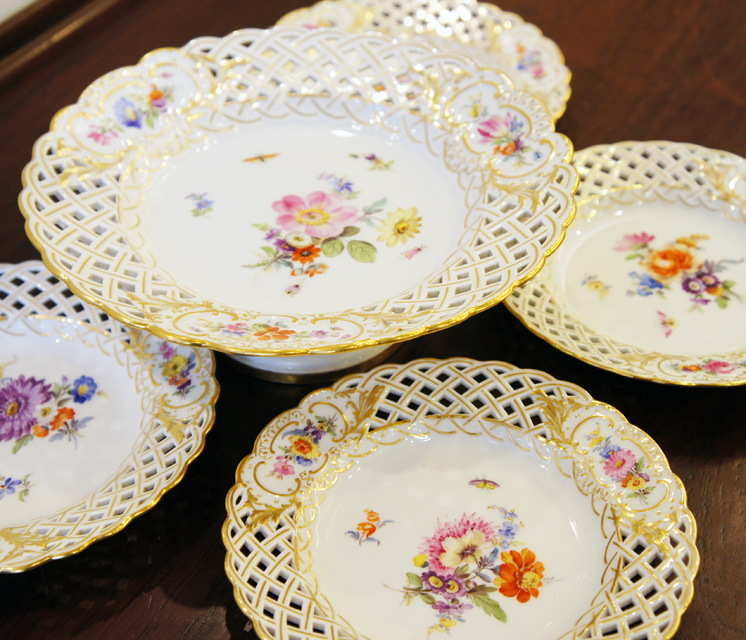 マイセン「花文様 透かし彫り コンポートセット」《アンティックかとう》