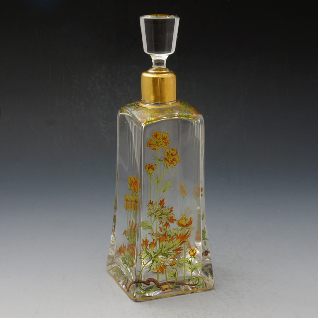 オールドバカラ「エナメル装飾 草花文 リキュールセット（ボトル