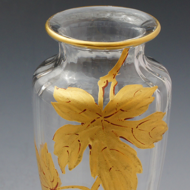 オールドバカラ「金彩 プラタナス文様 花瓶」《アンティックかとう》