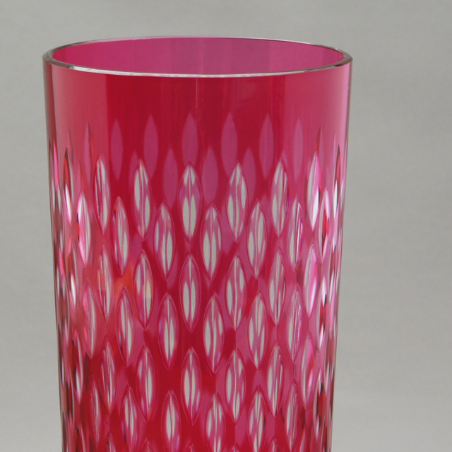 オールドバカラ「PARIS パリ 赤被せガラス ハイボールグラス 高さ14cm