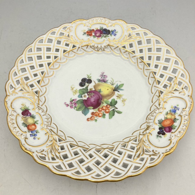 マイセン「果物文 透かし装飾絵皿6客組 A」《アンティックかとう》