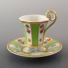 KPMベルリン「KPM窯 脚付デミタスカップ＆ソーサー」《アンティック