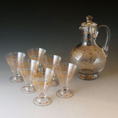 オールドバカラ「金彩ドット柄デカンタ＆グラスセット」《アンティック