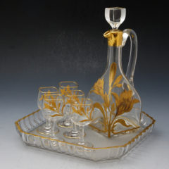 オールドバカラ「金彩装飾 ユリ文様 リキュールセット（ボトル&グラス5