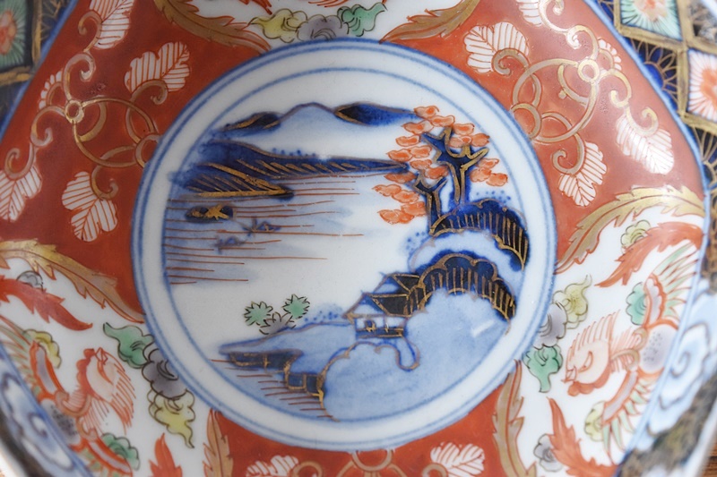 伊万里 大聖寺伊万里 赤絵 鳳凰 花模様 角福 六角膾皿 - 生活骨董と