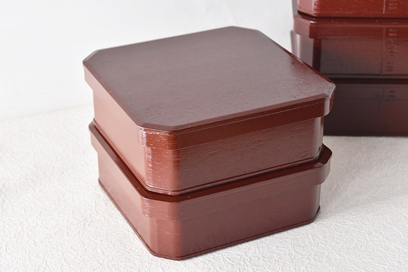 天然木製漆塗 溜塗 大徳寺弁当 5客セット 茶懐石道具 点心 縁高