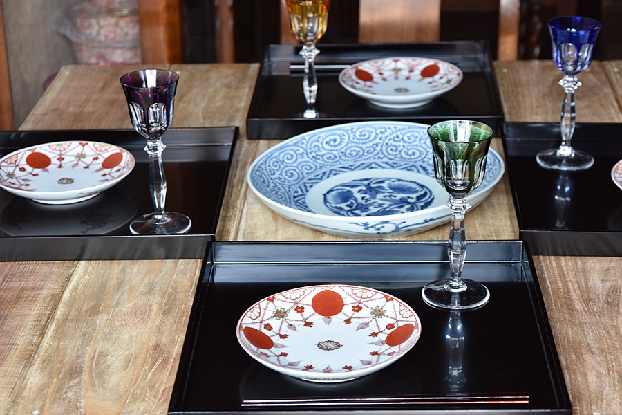 赤玉瓔珞文の5寸皿 - 生活骨董と古布のアンティークショップ antique