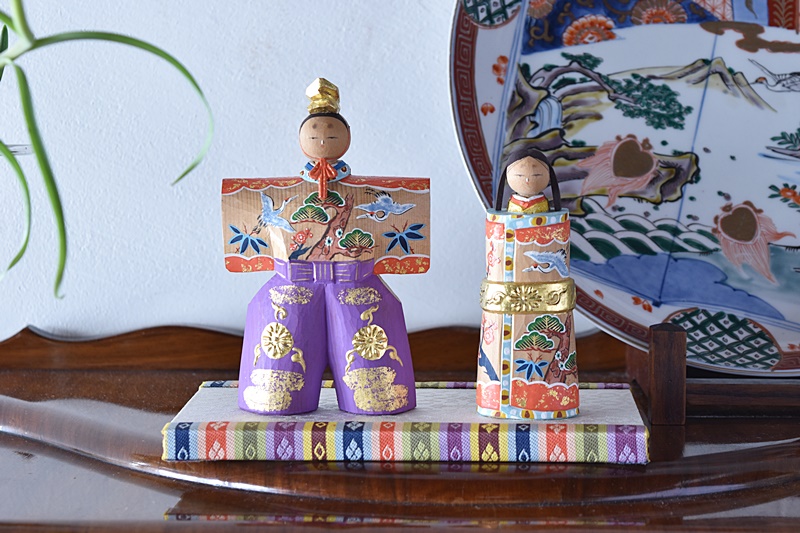 平安田中彌 翠風作 立雛 森翠風 木彫 雛人形 - 生活骨董と古布の