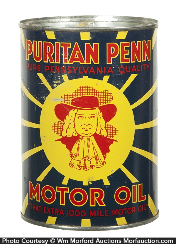 Puritan Penn Motor Oil Can • Antique Advertising