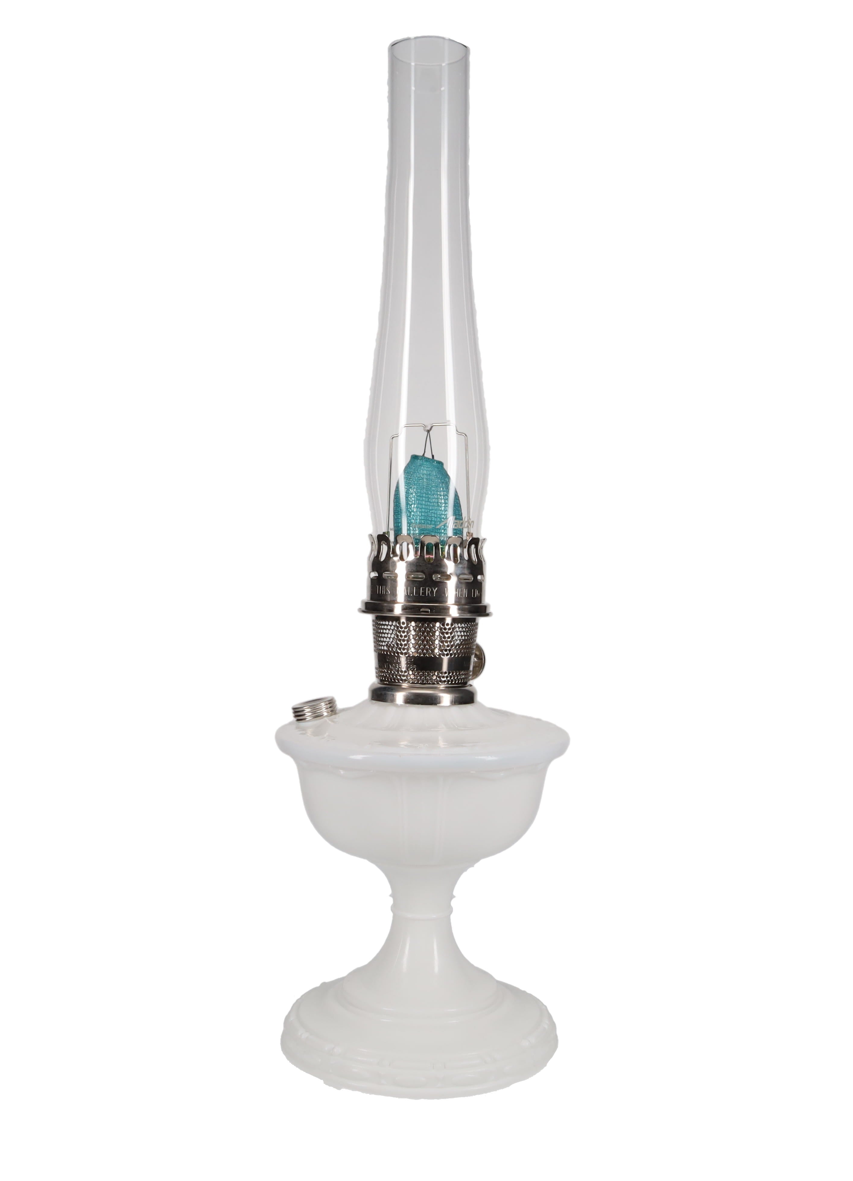 Aladdin Alexandria Milk Glass Table Lamp with Nickel Burner