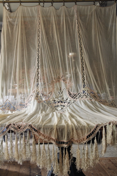 アンティークチュールレースカーテン テープワーク フランス