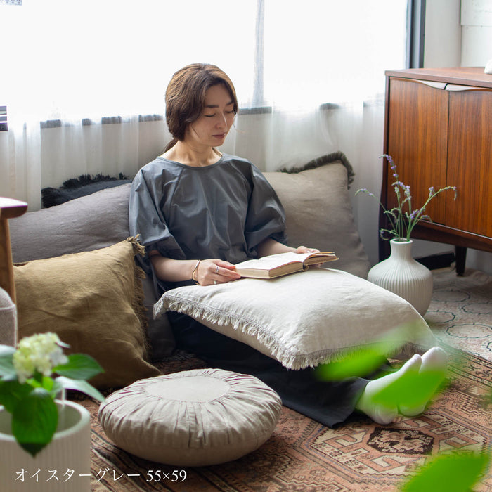 Linen フリンジクッションカバー 45×45 — ANTRY USE ONLY GENUINE