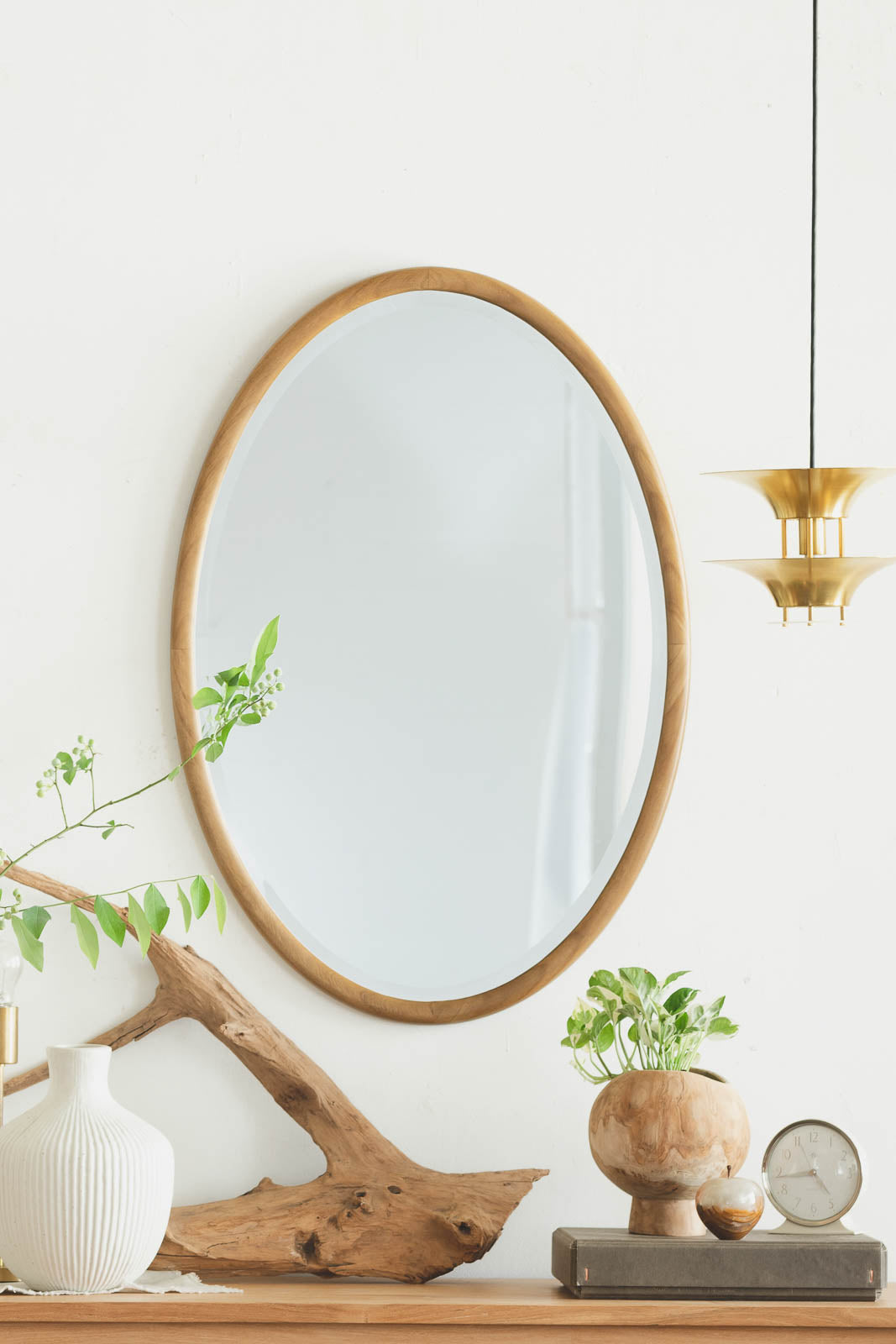 Dear ウッドミラー オーバル｜縦横対応・面取りミラーの壁掛けミラー