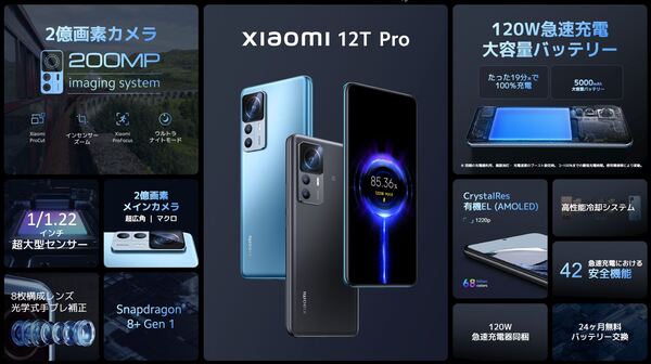 ASCII.jp：シャオミがSIMフリーでハイエンド「Xiaomi 12T Pro」発表