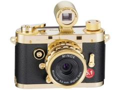 ミノックス、ゴールドのクラシックカメラ調ミニチュアデジカメ