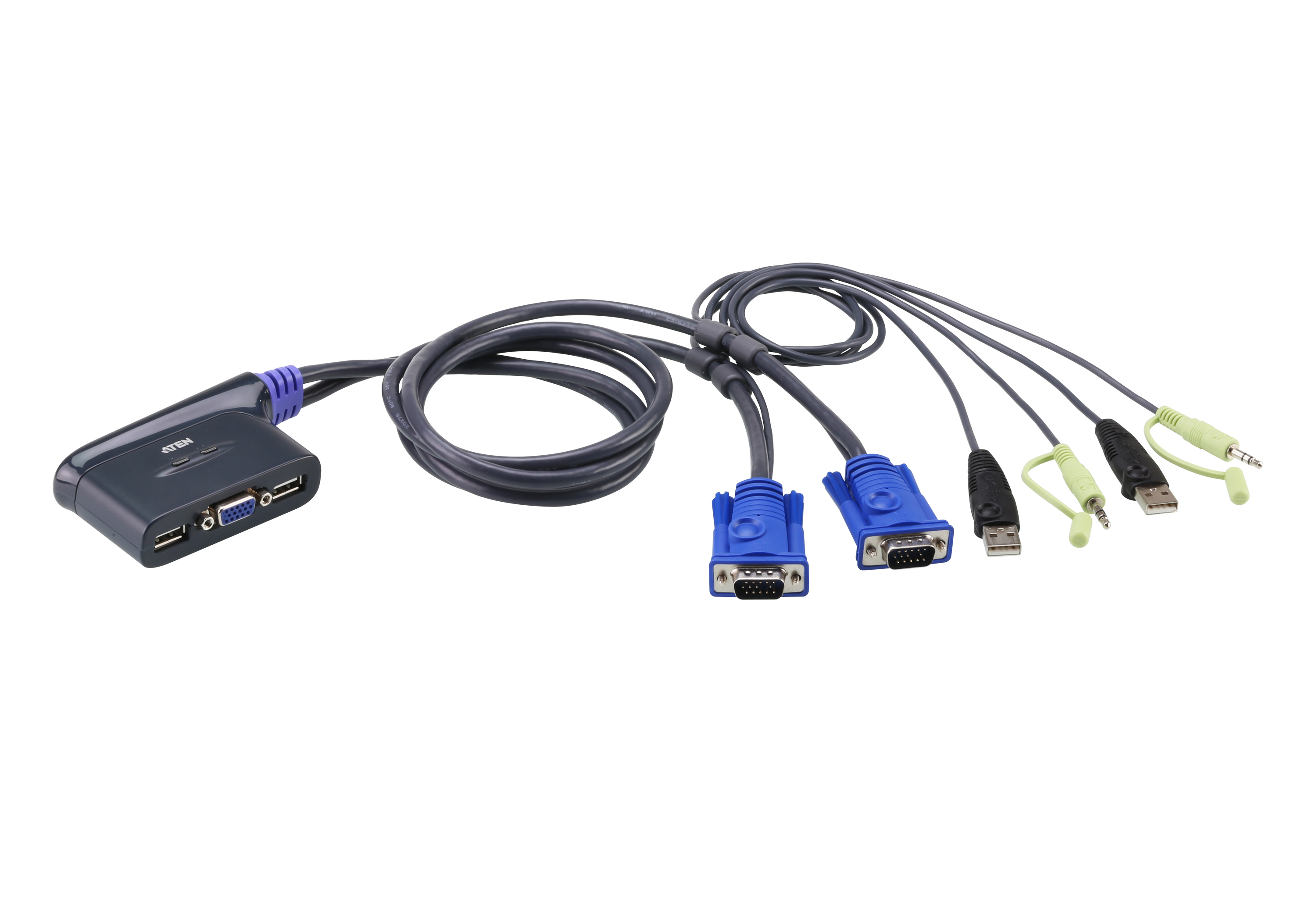 2ポート USB VGA/オーディオ ケーブルKVMスイッチ - CS62US, ATEN 2/4