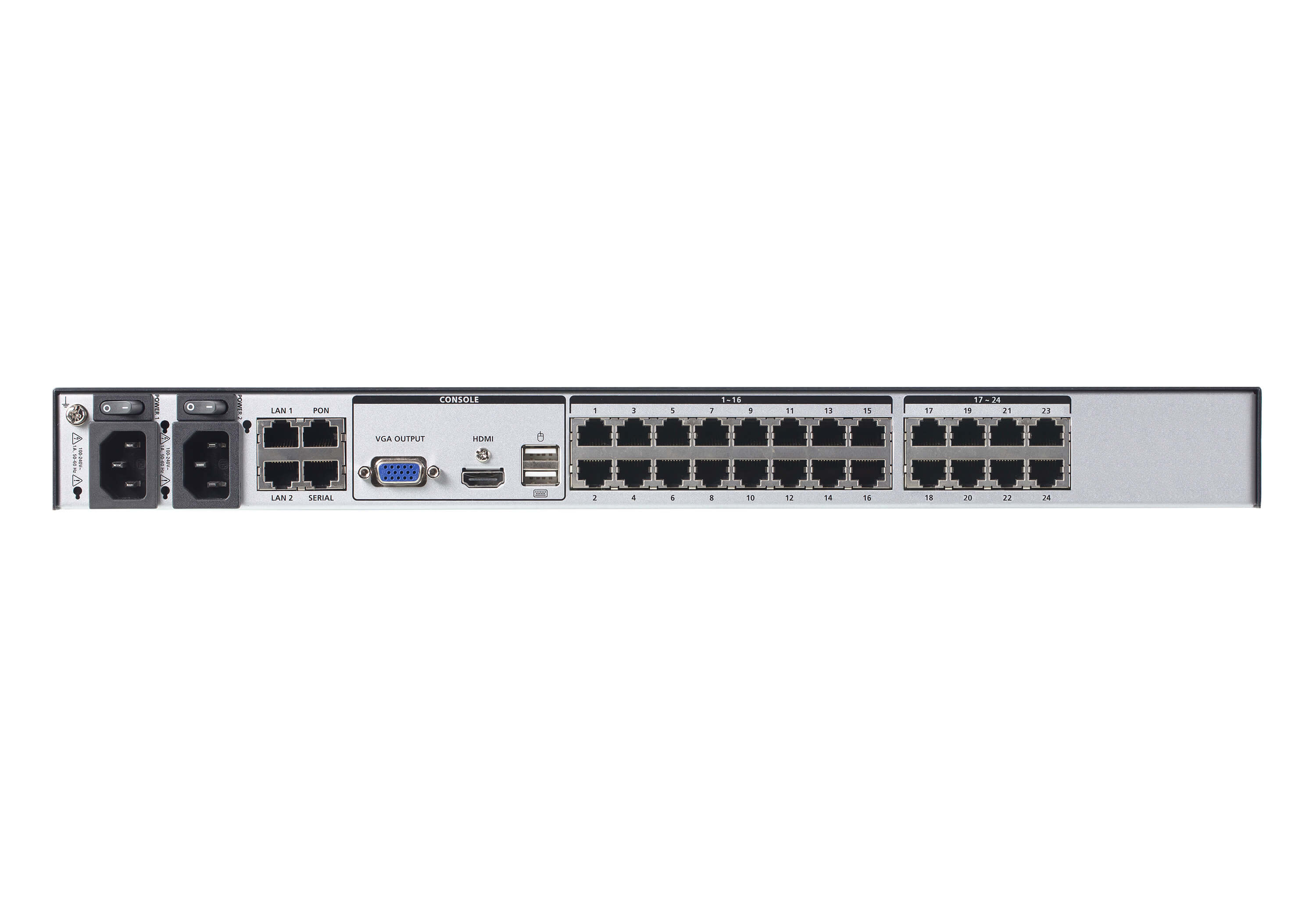 1-Local/2-Remote Access 24-Port Multi-Interface Cat 5 KVM over IP