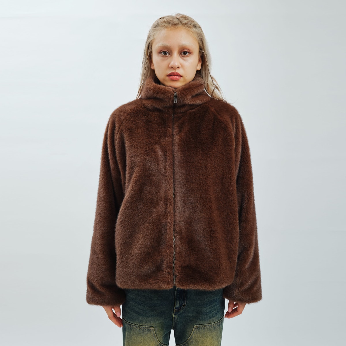 atmos pink Faux Fur Jacket BROWN（アトモス ピンク フォーファー