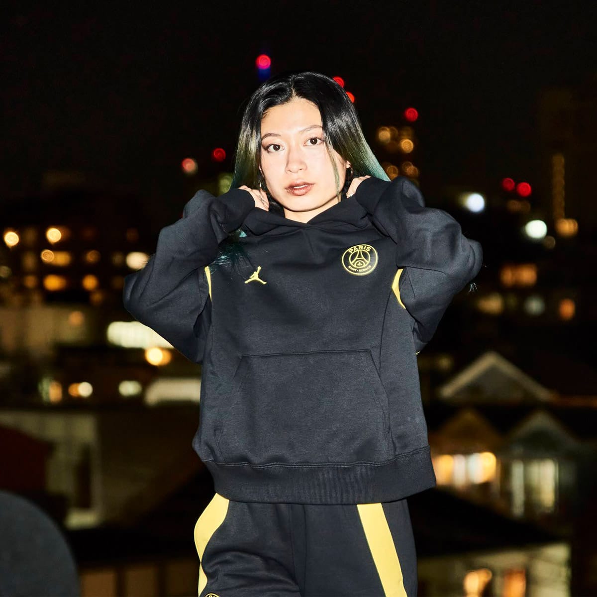 JORDAN BRAND AS W J PSG HOODIE BLACK/TOUR YELLOW 23SP-I