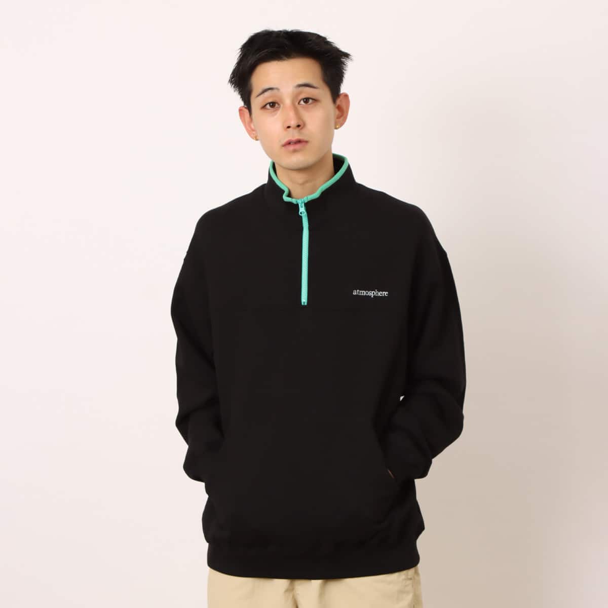 atmos Half Zip Pullover BLACK（アトモス ハーフジップ プルオーバー
