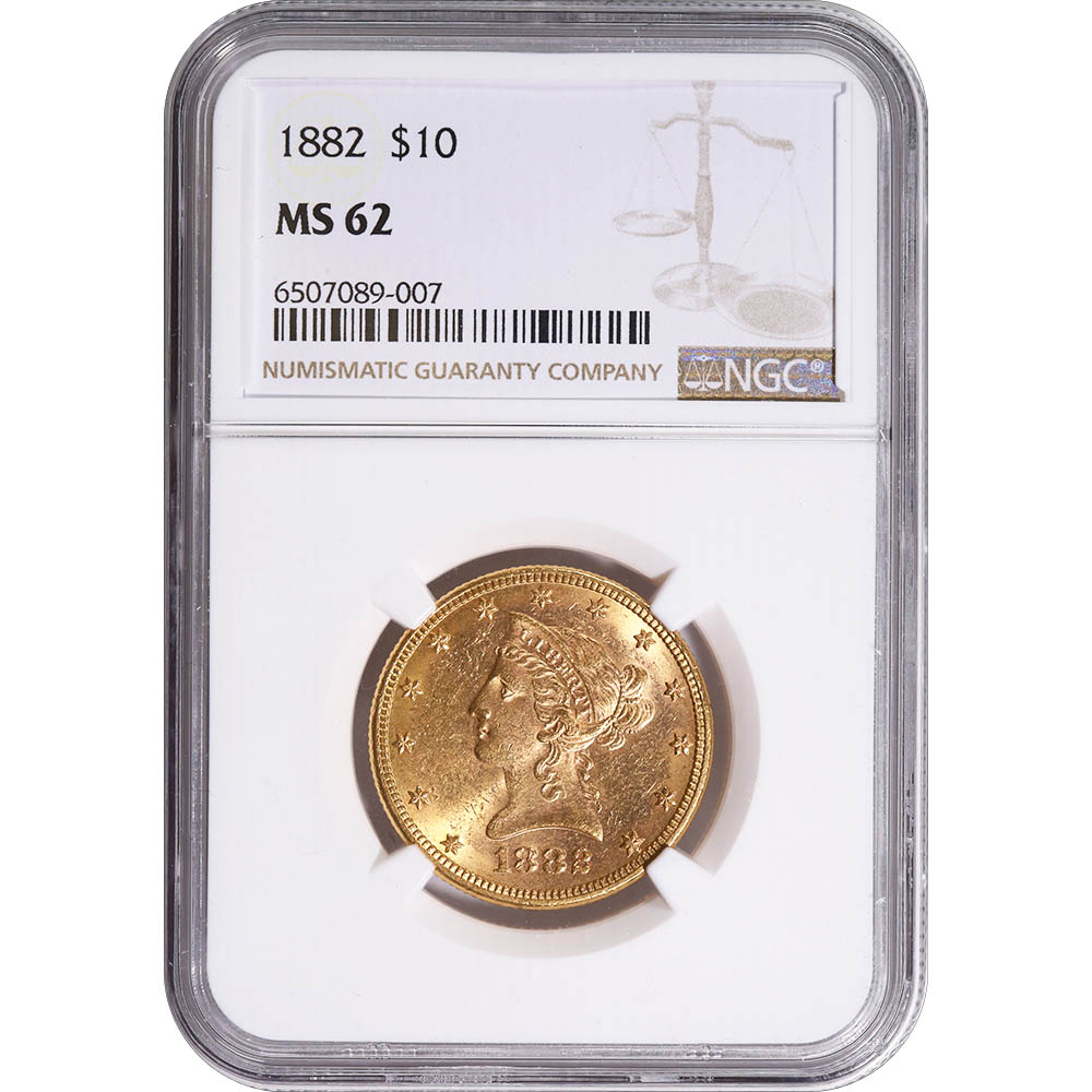 Certified $10 Gold Liberty 1882 MS62 NGC - Golden Eagle Coins