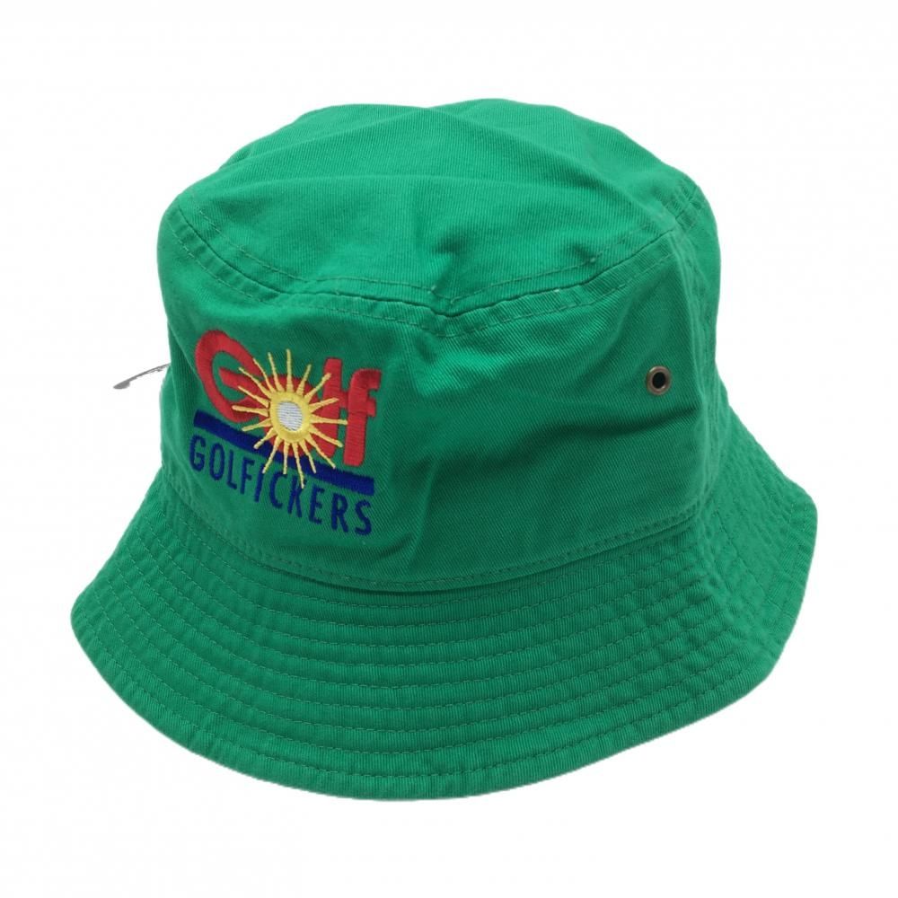 超美品】ゴルフィッカーズ バケットハット グリーン×レッド ロゴ