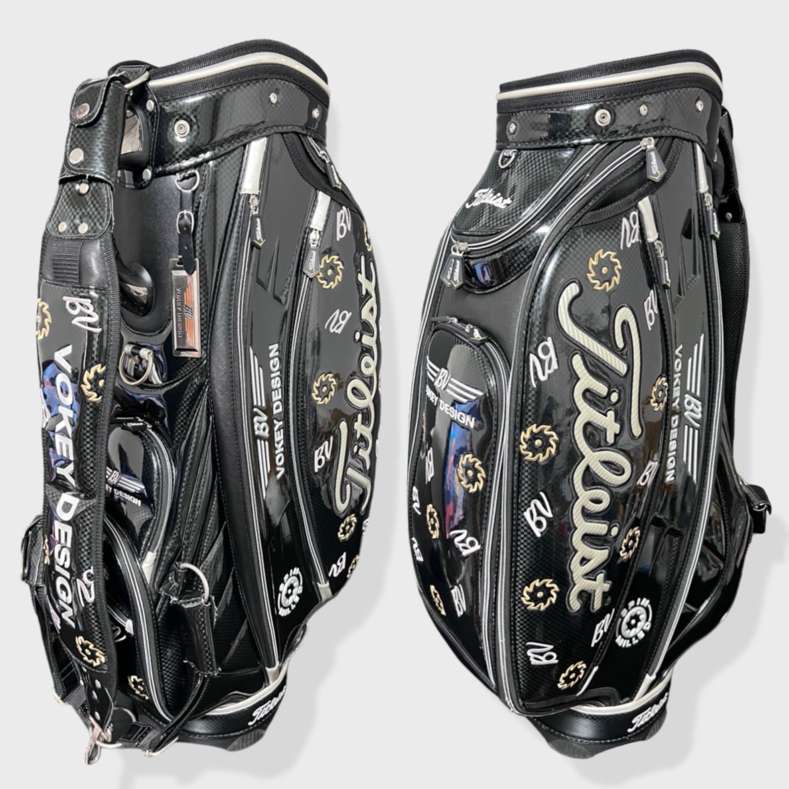 美品】 タイトリスト ボーケイ キャディバッグ エナメル ブラック 9.5