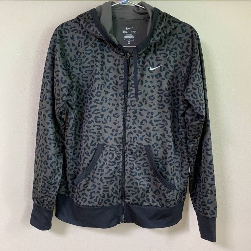 NIKE ナイキ DRI-FIT ジップ 豹柄 レオパード柄 レディース グレー系