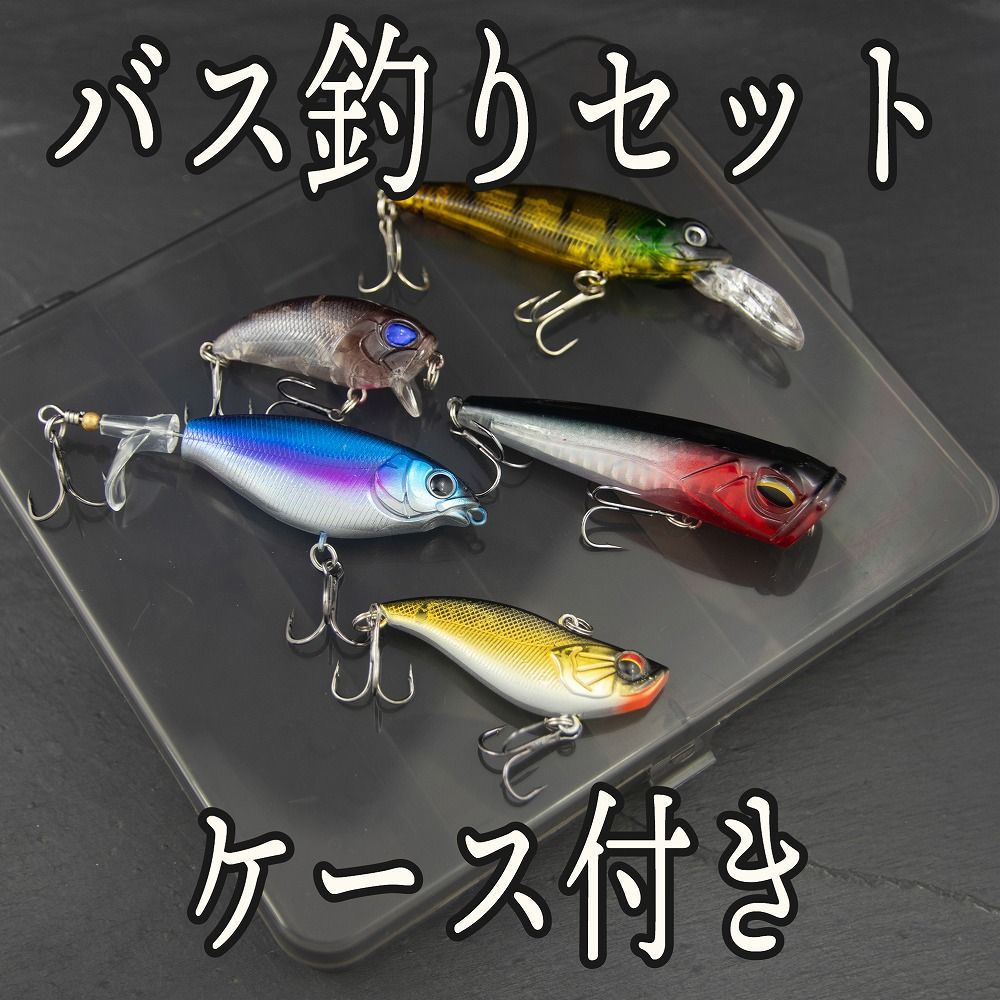 バス釣り ルアー 5個セット ケース付き 初心者向け ブラックバス