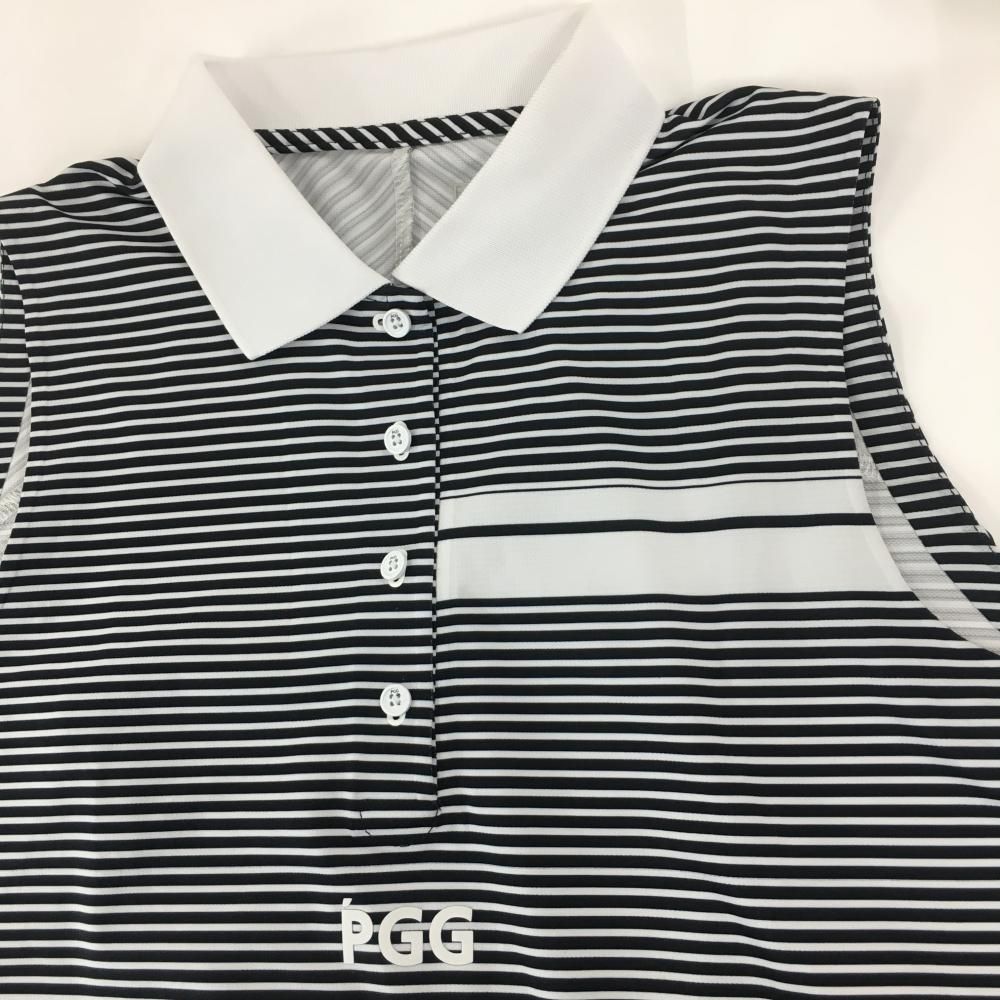 PGGパーリーゲイツ ノースリーブワンピース 黒×白 ボーダー レディース