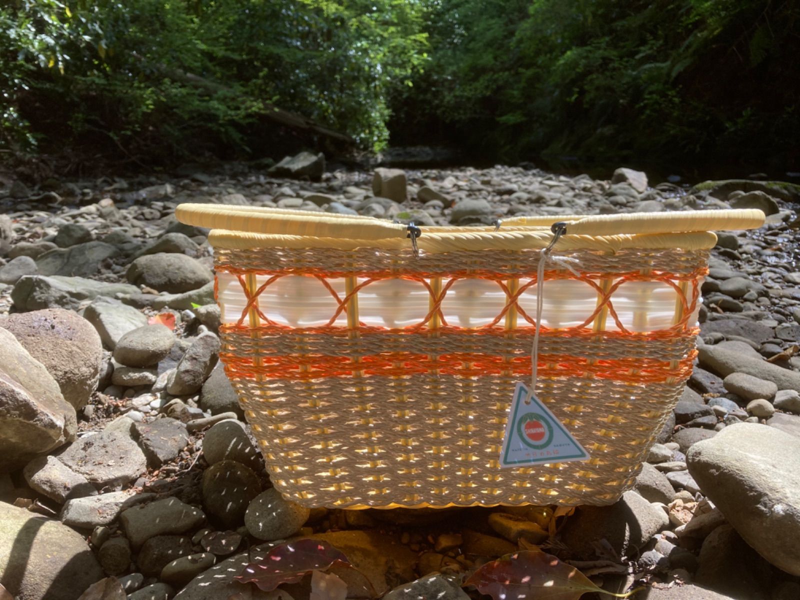 篭バック キュート、ベージュ(シバヤマさんの手づくりカゴ)昭和レトロ