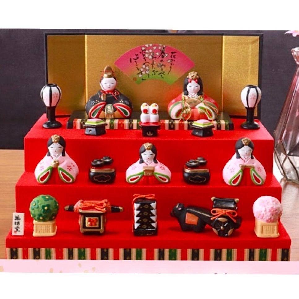 タイムセール 定価18,700円】三段飾り 雛人形 薬師窯 錦彩華みやび雛