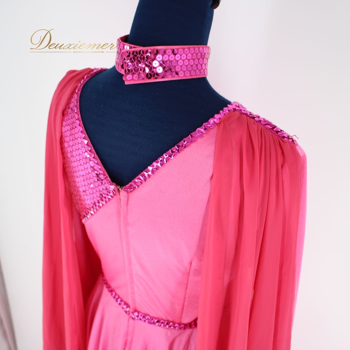 社交ダンス衣装】ワンピース ドレス 濃いピンク ビビッドピンク