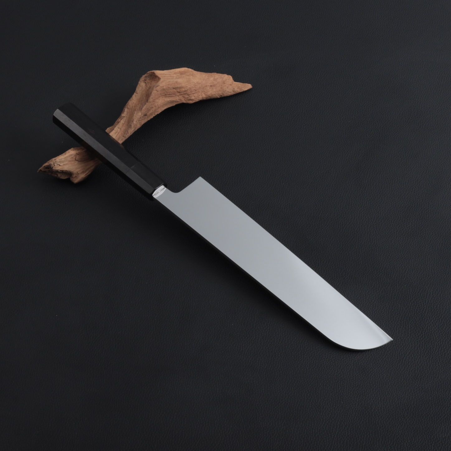 鎌型薄刃包丁 8寸（刃渡り240mm）通常鏡面仕上げ 本刃付け 八角柄