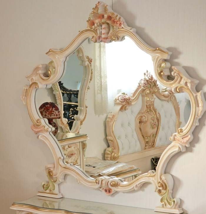 ロココ調 壁掛けミラー ワイドミラー 鏡 完成品 猫脚 姫家具 【公式通販】