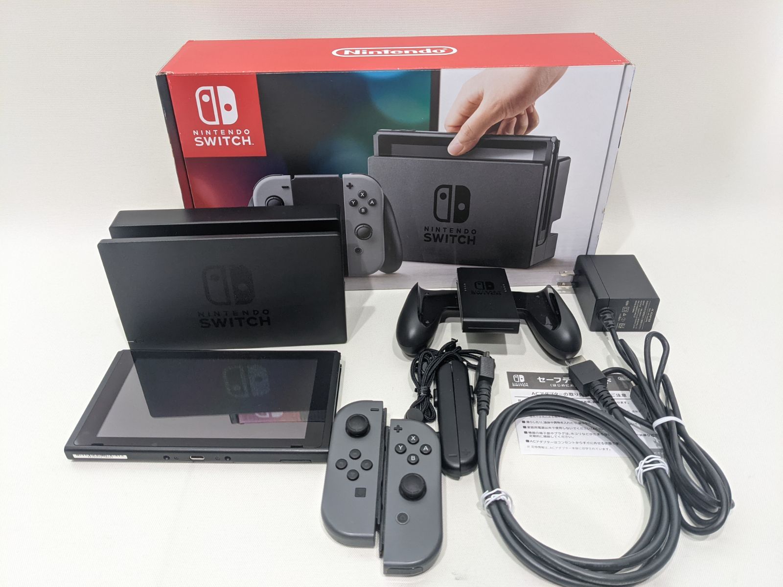 中古品】 ニンテンドースイッチ 本体 グレー 付属品完品 2018 初期型