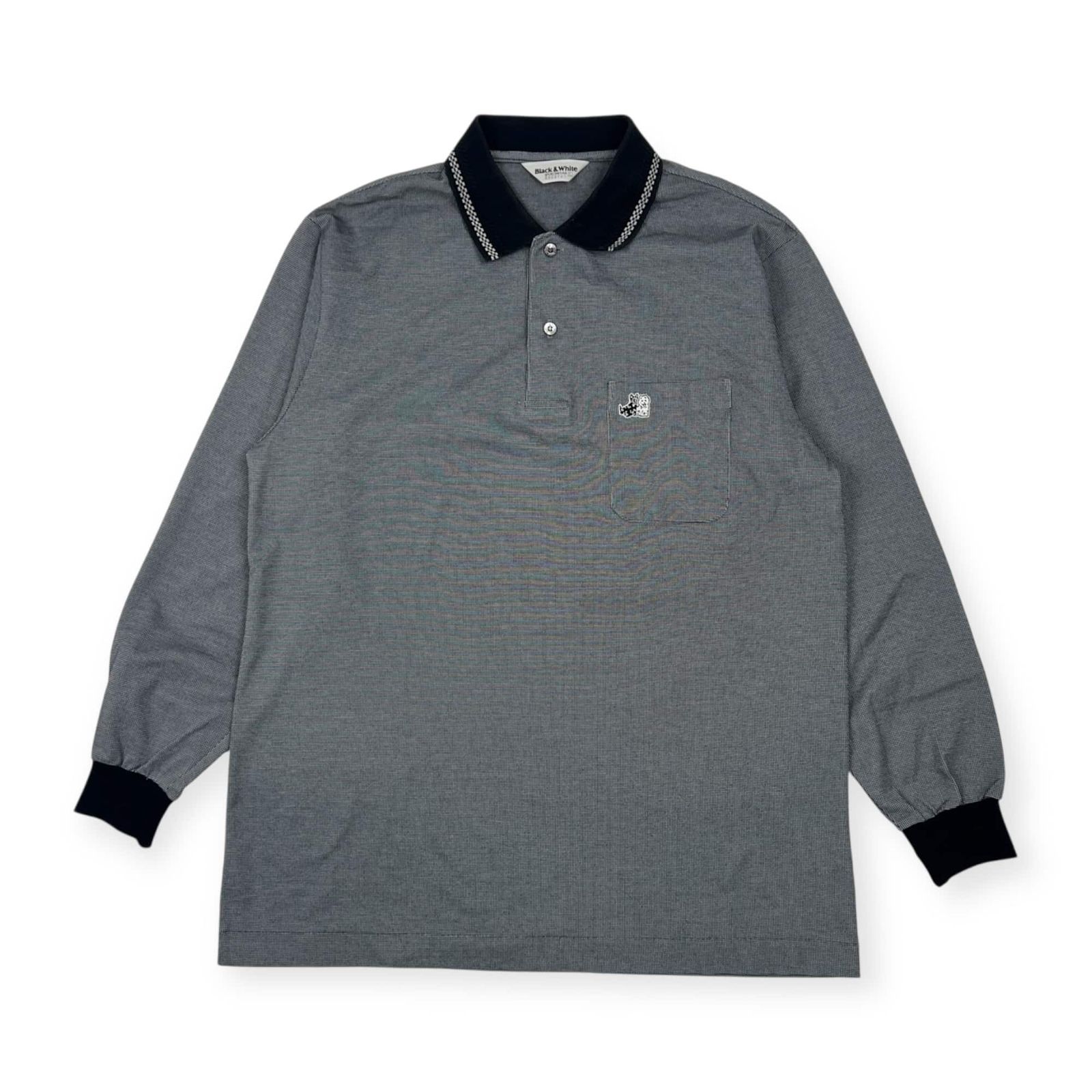 Black & White ブラックアンドホワイト 長袖 ポロシャツ L/ブラック系