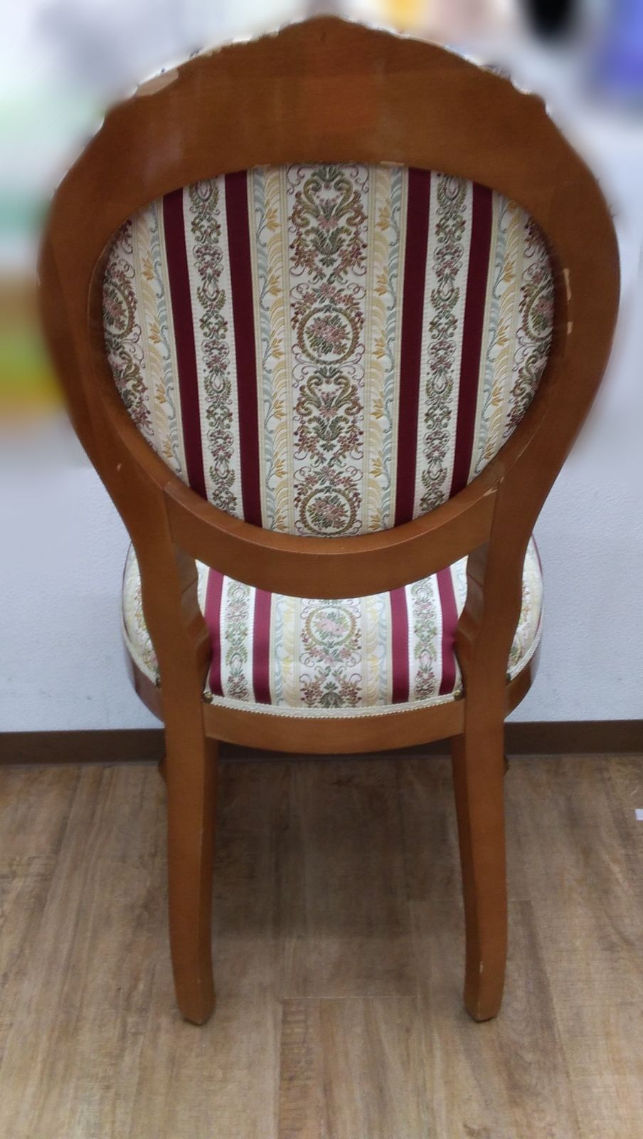 ダイニングチェア 猫脚 アンティーク風 木製フレーム ストライプ柄
