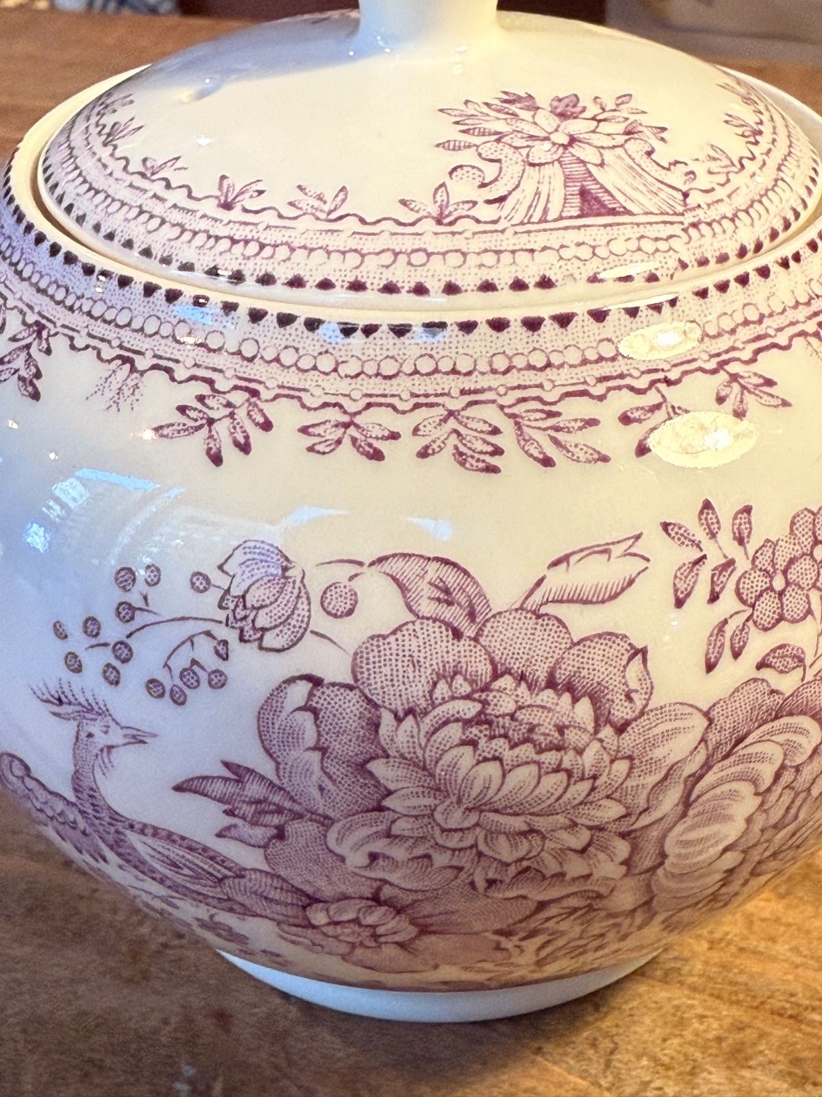 廃盤 Burleigh バーレイ アジアンティックフェザンツ プラム ポットS