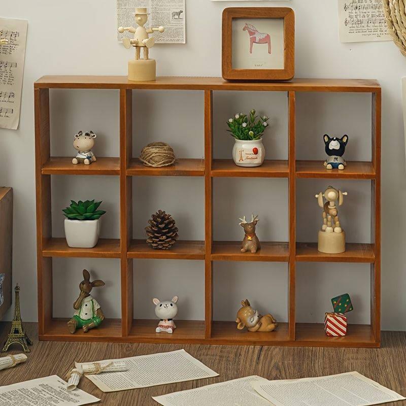 収納棚 ディスプレイ 1pc 素朴 木製ディスプレイシェルフ 12