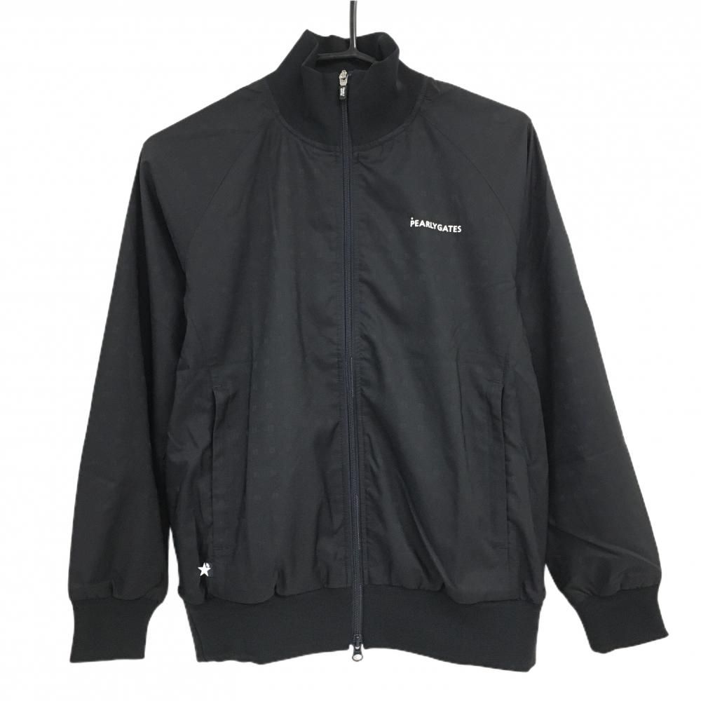 新品】パーリーゲイツ ジャケットブルゾン 黒 ロゴ地模様 蓄熱裏地 透