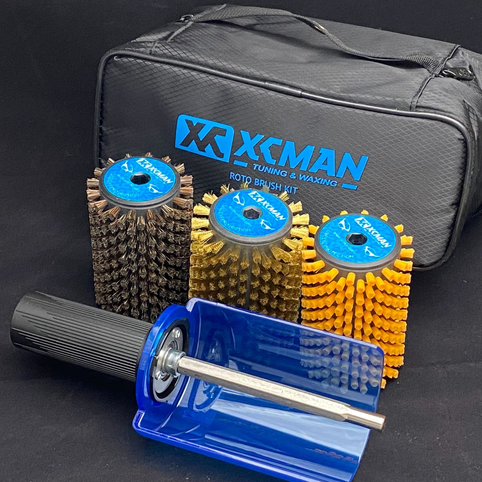 ロトブラシ3点＋シャフトセット（馬毛、ブロンズ、ナイロン、ハンドル